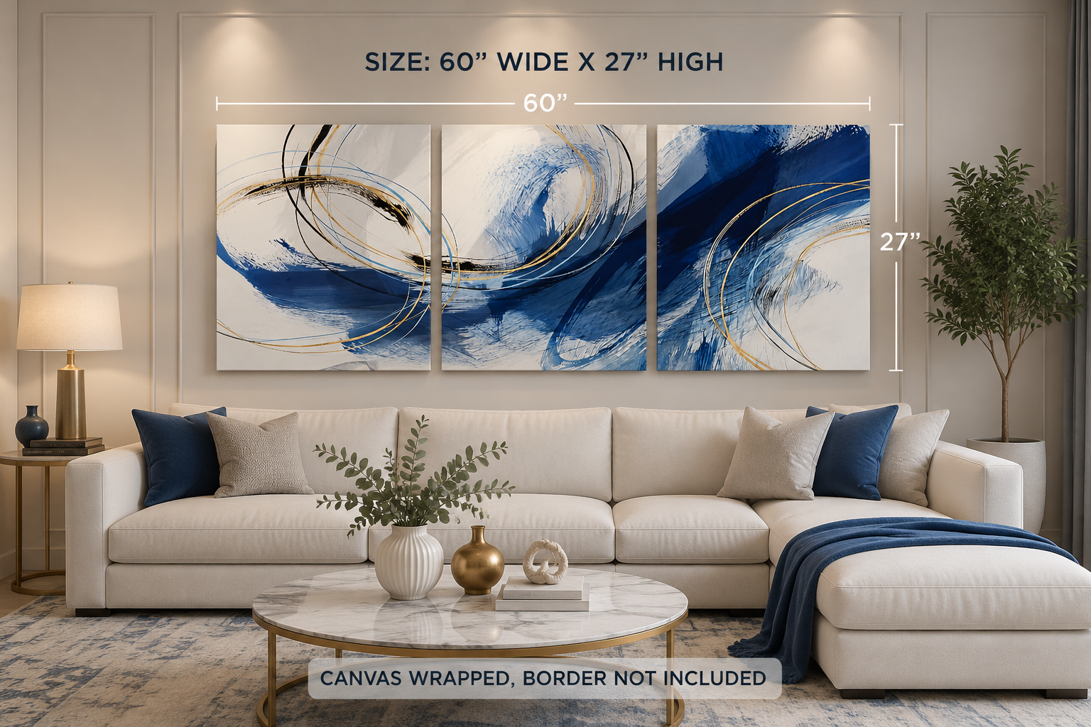 Blue Abstract Swirl Canvas Set