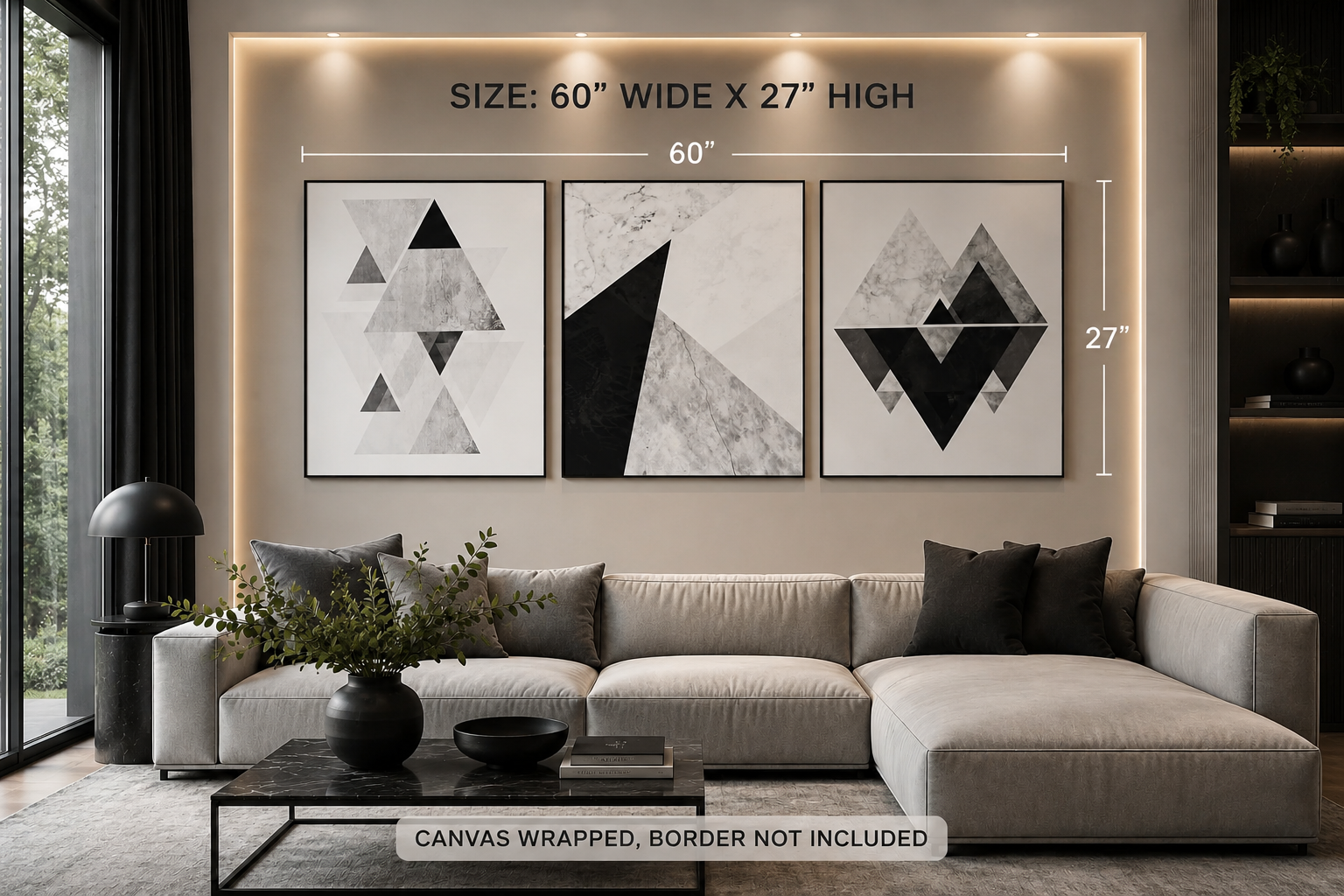 Modern Marble Geometry Canvas Set