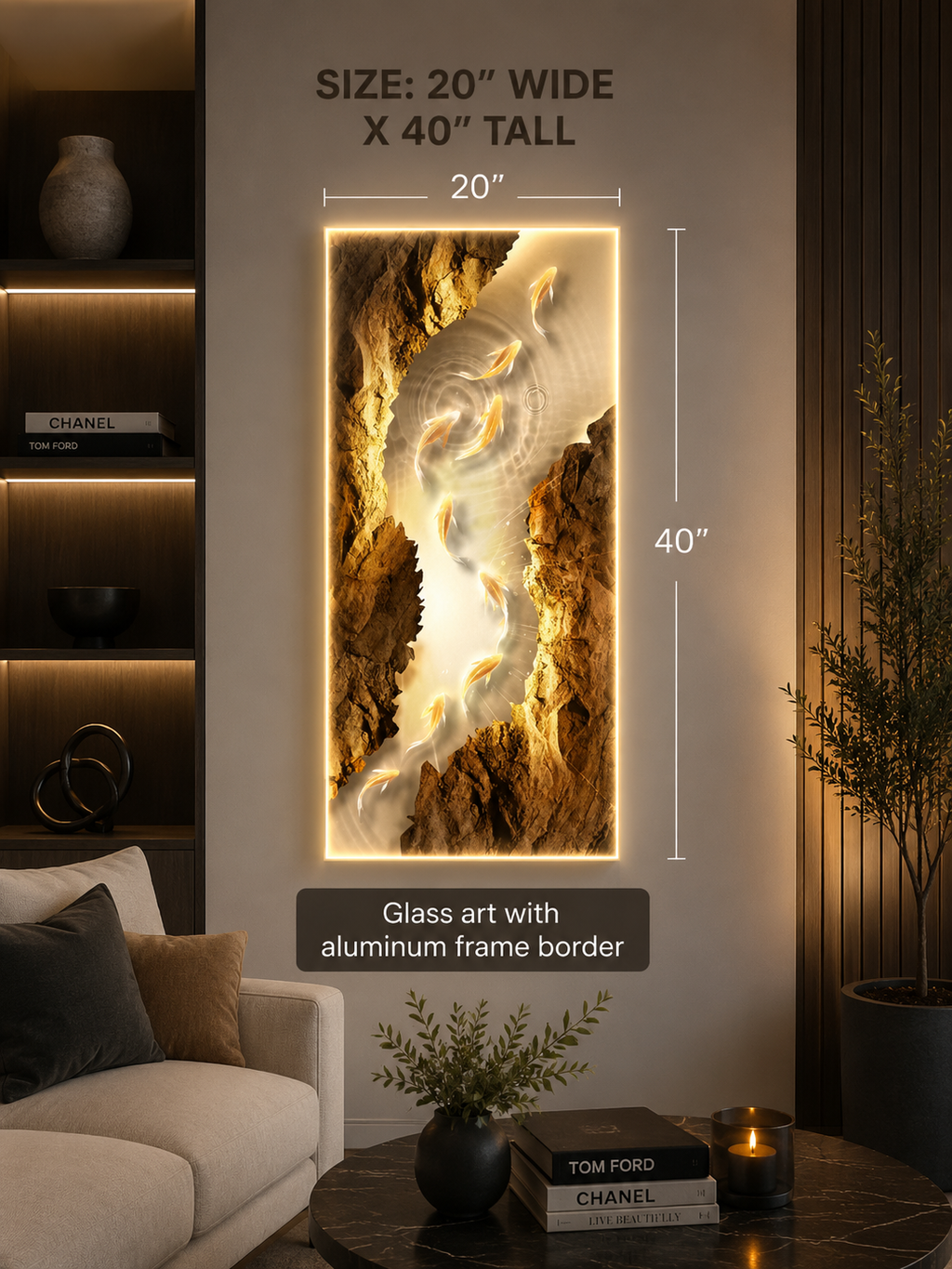 Golden Canyon Koi LED Art
