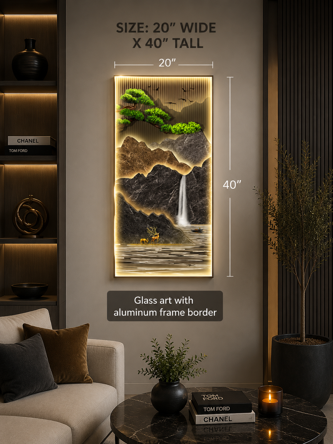 Zen Waterfall Mountain LED Art