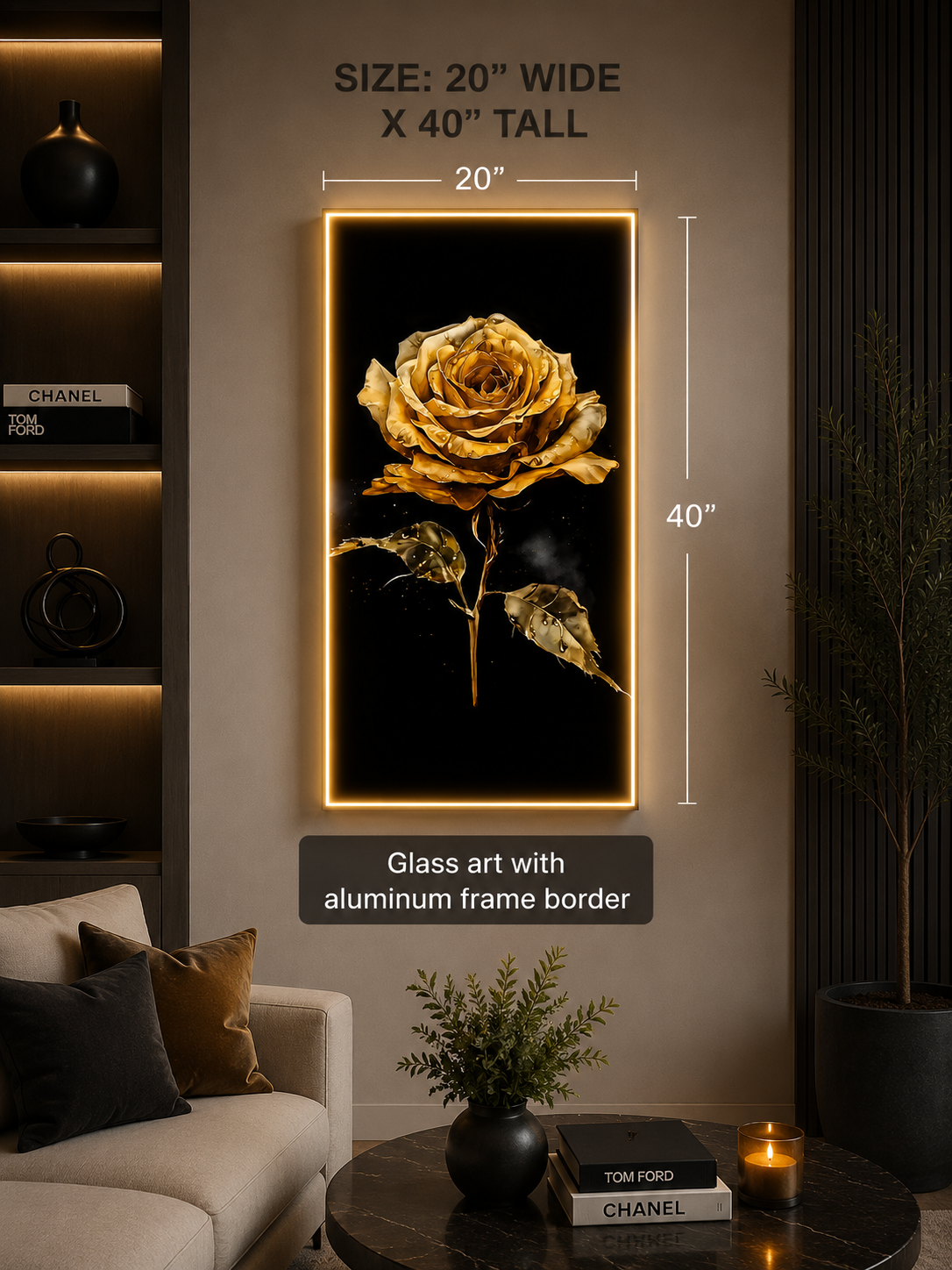 Golden Rose LED Art
