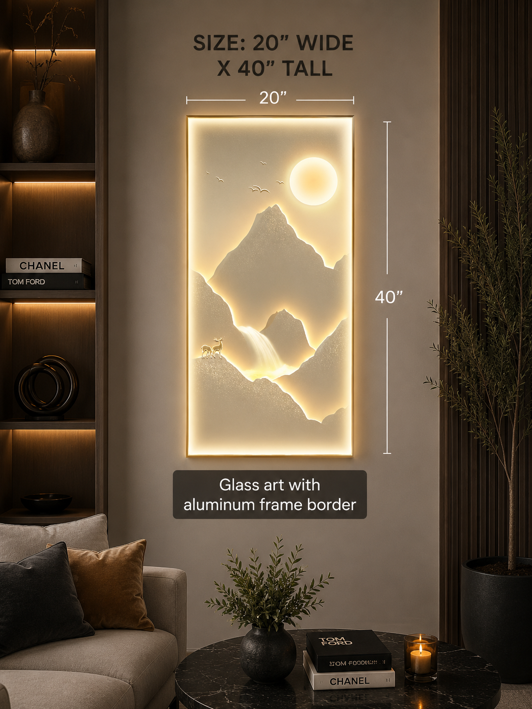 Golden Mountain Glow LED Art