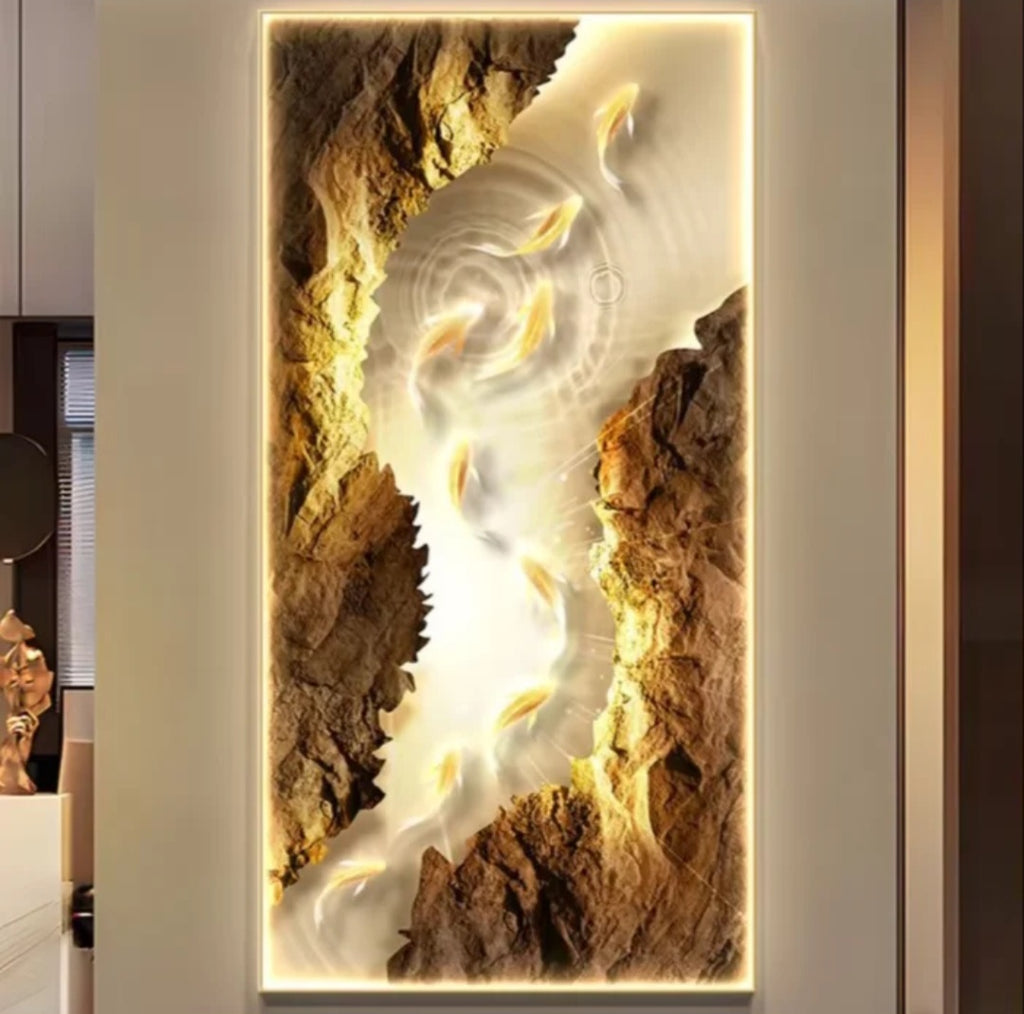 Golden Canyon Koi LED Art
