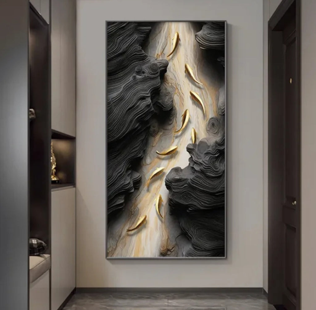Luxury black Koi River LED Art