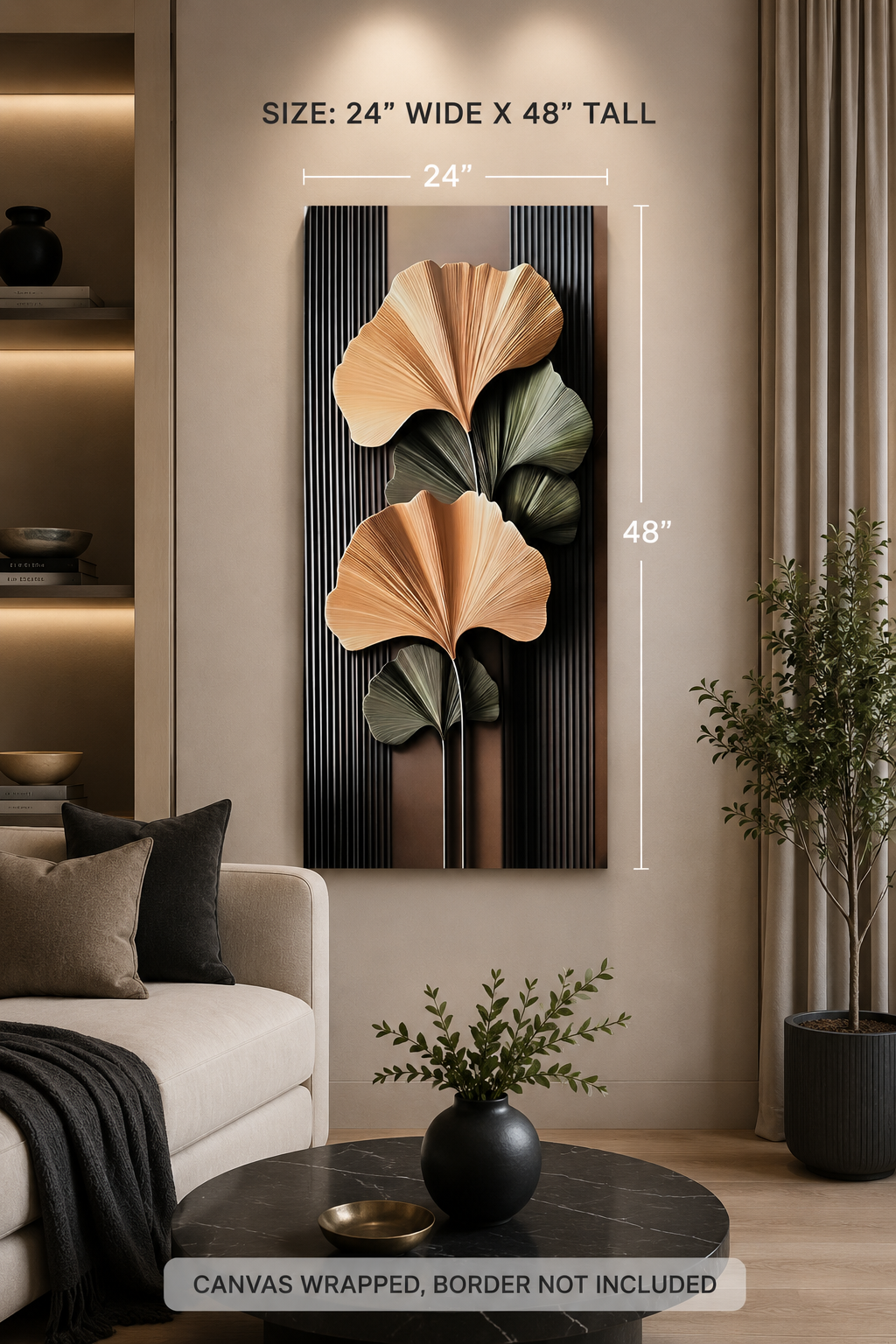Modern Ginkgo Leaf Canvas Wall Art